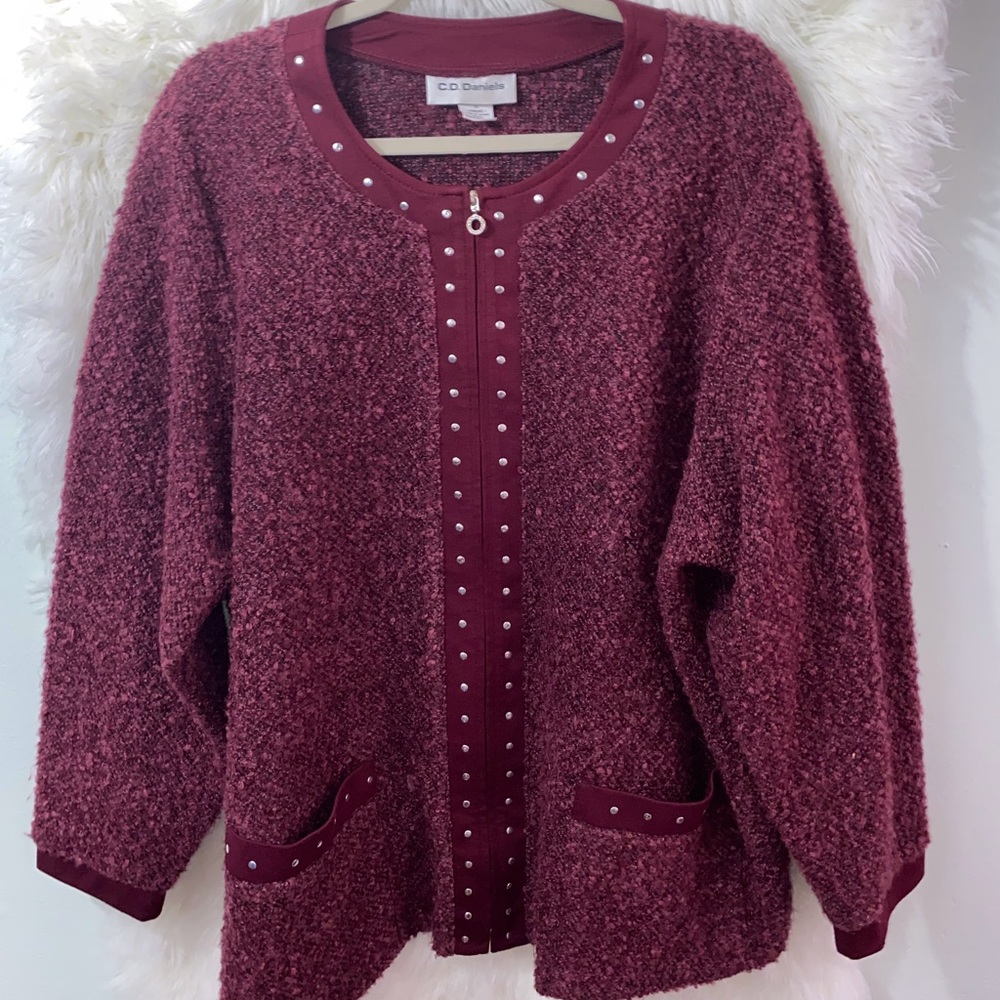 CD Daniels Fuzzy Texture Zip Front Jacket Sz 2X